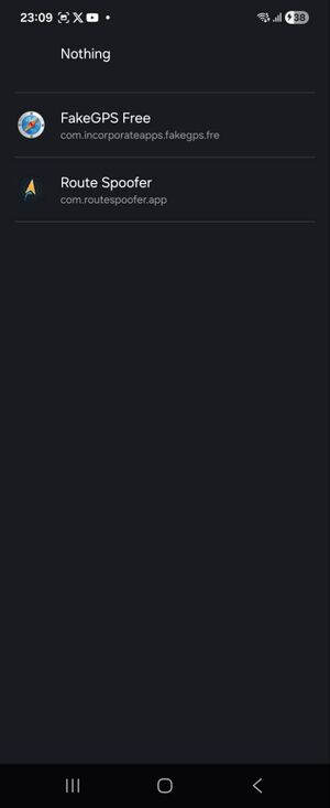 Choosing Route Spoofer as the mock location app